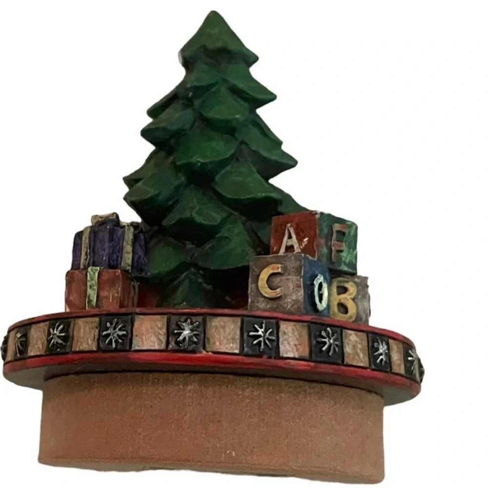 CHRISTMAS LANG Candle Topper Stopper Christmas Tree Teddy Bear Blocks